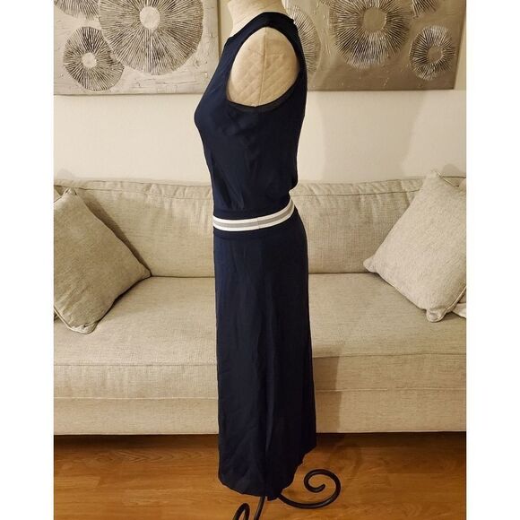 Theory Sport Stripe Silk Lewi Midi Dress - Picture 6 of 9